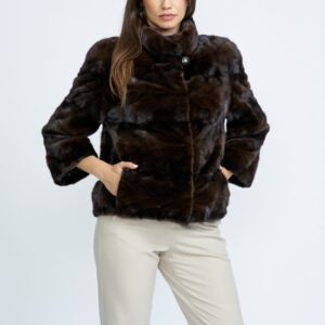 Jacheta din vizon maro mogano